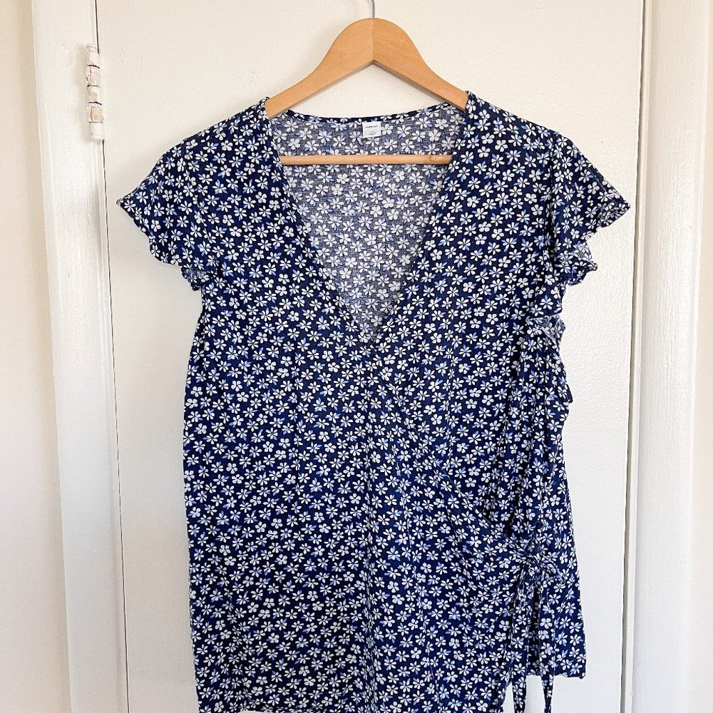 Old Navy Floral Wrap Top with Ruffle Sleeves